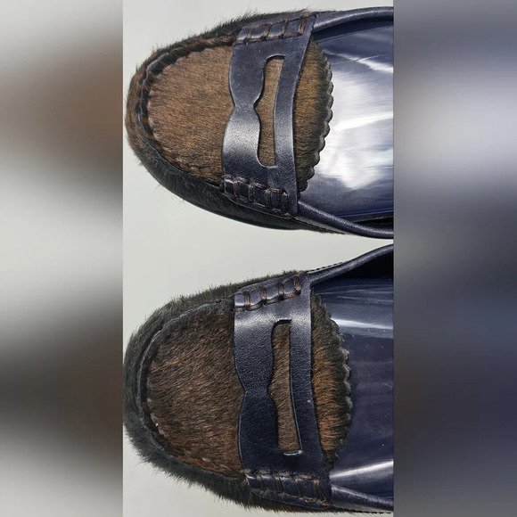 Cole Haan Women's Calf Hair Black Brown Slip On Penny Loafers Size 6 EUC *RARE* - Picture 2 of 12